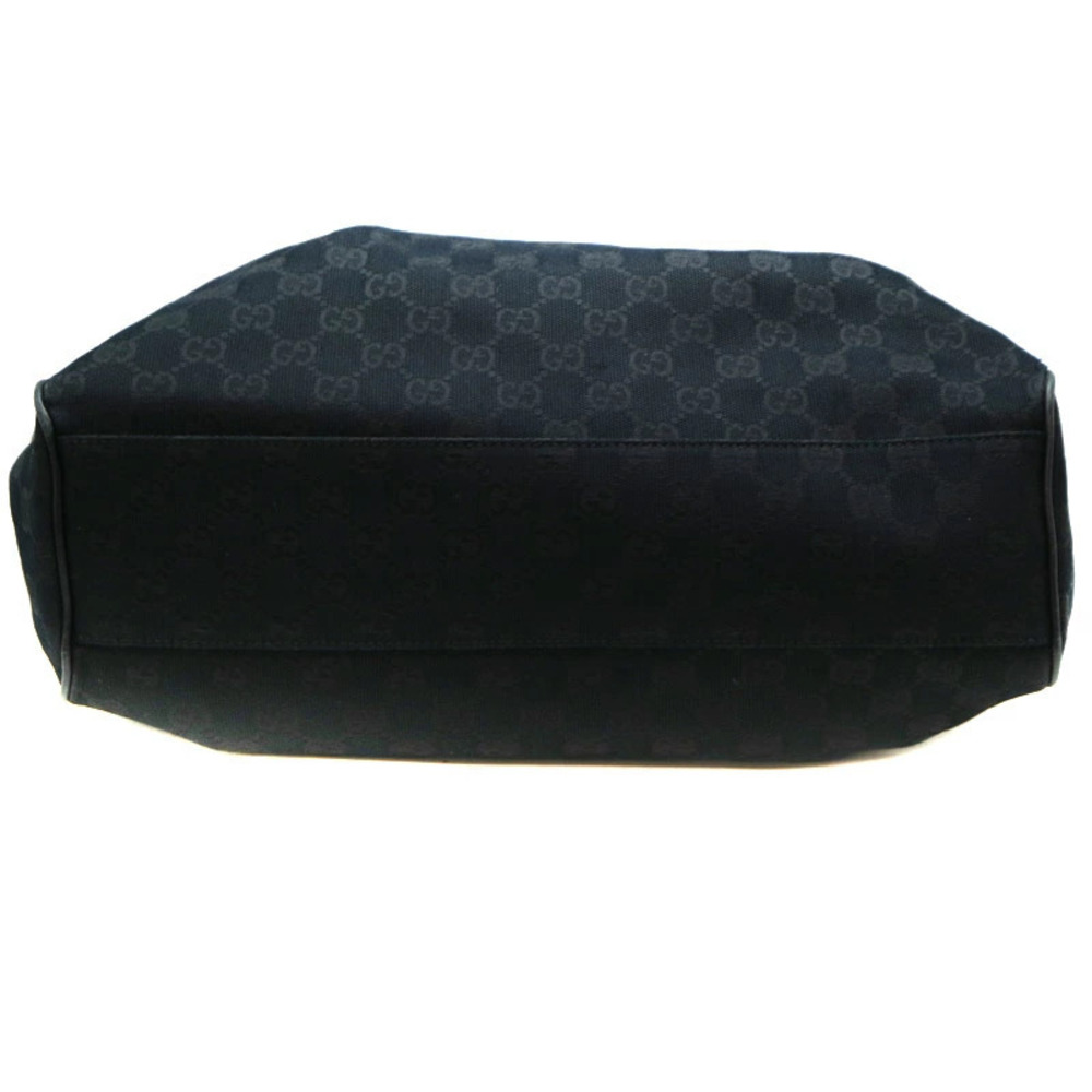 GUCCI Tote Bag Handbag Leather Canvas Black - Picture 5 of 6